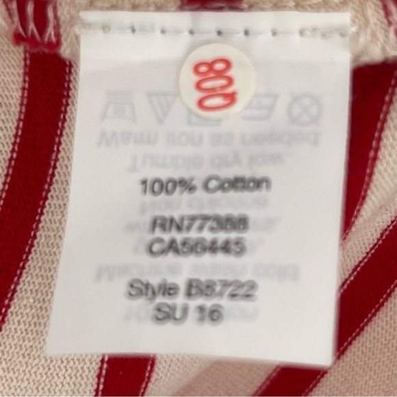 J. Crew Cream Red Striped Cotton Long Sleeve Boat Neck Top Size XS Women's - Picture 5 of 5
